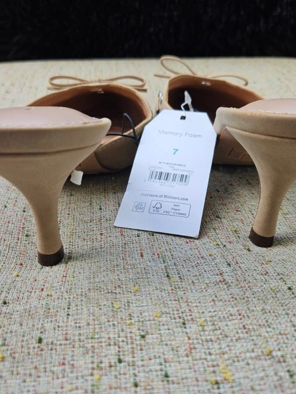 Time And Tru Women Pump Sandal Heel Beige Faux Leather Vegan Upper Size 7 NWT - Picture 6 of 11